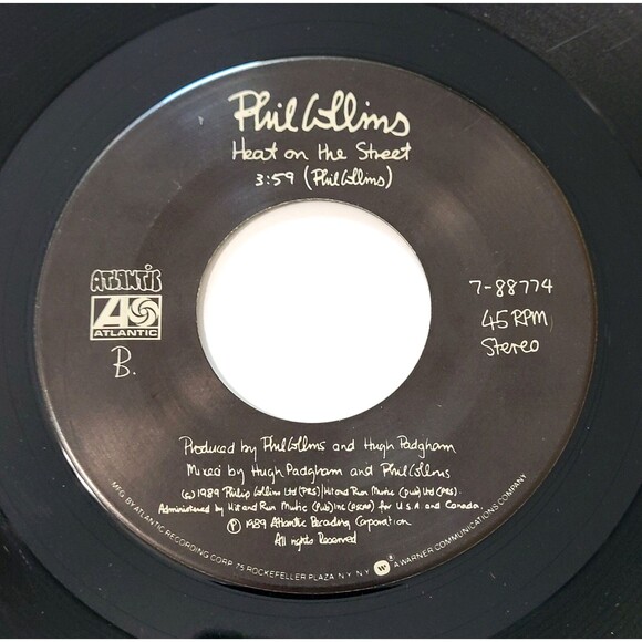 Phil Collins Another Day In Paradise / Heat On The Street 45 RPM Atlantic VG+ - Picture 3 of 3